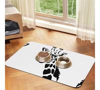 WZYCWB 40x60cm Black and White Giraffe Printed Pet Absorbent Placemats - Non-Slip Food Mats for Dogs and Cats Food Bowls and Water Placemats