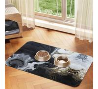 WZYCWB 40x60cm Black and White marbling Patterned pet placemat Food mat - for cat and Dog Food Bowl mats, Foldable and Easy to Store