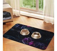 WZYCWB 40x60cm Black Mystery Patterned pet placemat Food mat - for cat and Dog Food Bowl mats, Foldable and Easy to Store