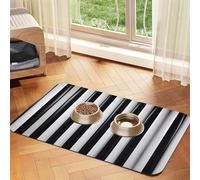 WZYCWB 40x60cm Black & White Stripe Patterned pet placemat Food mat - for cat and Dog Food Bowl mats, Foldable and Easy to Store