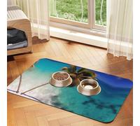 WZYCWB 40x60cm Caribbean Islands Printed Pet Absorbent Placemats - Non-Slip Food Mats for Dogs and Cats Food Bowls and Water Placemats