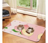 WZYCWB 40x60cm Cartoon Peach Patterned pet placemat Food mat - for cat and Dog Food Bowl mats, Foldable and Easy to Store