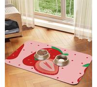WZYCWB 40x60cm Cartoon Strawberry Patterned pet placemat Food mat - for cat and Dog Food Bowl mats, Foldable and Easy to Store