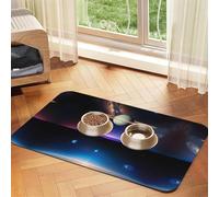 WZYCWB 40x60cm Cosmic Saturn Printed Pet Absorbent Placemats - Non-Slip Food Mats for Dogs and Cats Food Bowls and Water Placemats