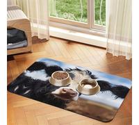 WZYCWB 40x60cm Cute Cow Printed Pet Absorbent Placemats - Non-Slip Food Mats for Dogs and Cats Food Bowls and Water Placemats