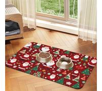 WZYCWB 40x60cm Cute Santa's Gift Printed Pet Absorbent Placemats - Non-Slip Food Mats for Dogs and Cats Food Bowls and Water Placemats