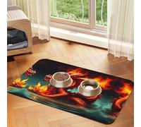 WZYCWB 40x60cm Dragon King in Fire Patterned pet placemat Food mat - for cat and Dog Food Bowl mats, Foldable and Easy to Store
