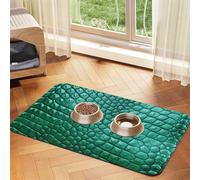 WZYCWB 40x60cm Emerald Crocodile Leather Printed Pet Absorbent Placemats - Non-Slip Food Mats for Dogs and Cats Food Bowls and Water Placemats
