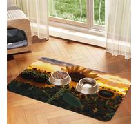 WZYCWB 40x60cm Farm Sunflower Patterned pet placemat Food mat - for cat and Dog Food Bowl mats, Foldable and Easy to Store