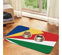 WZYCWB 40x60cm Flag of Seychelles Printed Pet Absorbent Placemats - Non-Slip Food Mats for Dogs and Cats Food Bowls and Water Placemats