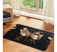 WZYCWB 40x60cm Gold Exquisite Dragonfly Printed Pet Absorbent Placemats - Non-Slip Food Mats for Dogs and Cats Food Bowls and Water Placemats