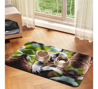 WZYCWB 40x60cm Happy Cute Koala Printed Pet Absorbent Placemats - Non-Slip Food Mats for Dogs and Cats Food Bowls and Water Placemats