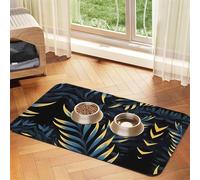 WZYCWB 40x60cm Leaves in The Dark Patterned pet placemat Food mat - for cat and Dog Food Bowl mats, Foldable and Easy to Store