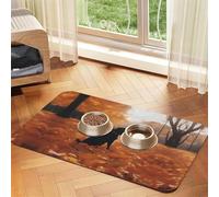 WZYCWB 40x60cm Leaves with Dogs Printed Pet Absorbent Placemats - Non-Slip Food Mats for Dogs and Cats Food Bowls and Water Placemats