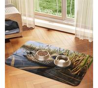WZYCWB 40x60cm Leisurely Mallard Duck Patterned pet placemat Food mat - for cat and Dog Food Bowl mats, Foldable and Easy to Store