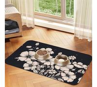 WZYCWB 40x60cm Light Pink Flowers Patterned pet placemat Food mat - for cat and Dog Food Bowl mats, Foldable and Easy to Store