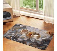 WZYCWB 40x60cm Lilies Edged with Gold Patterned pet placemat Food mat - for cat and Dog Food Bowl mats, Foldable and Easy to Store