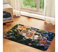 WZYCWB 40x60cm Lilies in Bloom Patterned pet placemat Food mat - for cat and Dog Food Bowl mats, Foldable and Easy to Store