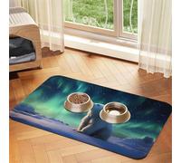 WZYCWB 40x60cm Little Polar Bear Patterned pet placemat Food mat - for cat and Dog Food Bowl mats, Foldable and Easy to Store