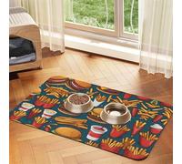 WZYCWB 40x60cm Lots of Tasty Food Printed Pet Absorbent Placemats - Non-Slip Food Mats for Dogs and Cats Food Bowls and Water Placemats