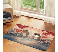 WZYCWB 40x60cm Majestic White Horse Patterned pet placemat Food mat - for cat and Dog Food Bowl mats, Foldable and Easy to Store