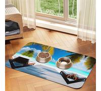 WZYCWB 40x60cm Maldives Holidays Printed Pet Absorbent Placemats - Non-Slip Food Mats for Dogs and Cats Food Bowls and Water Placemats