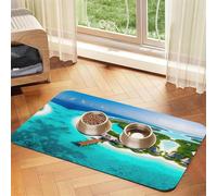 WZYCWB 40x60cm Maldives Scenery Printed Pet Absorbent Placemats - Non-Slip Food Mats for Dogs and Cats Food Bowls and Water Placemats