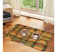WZYCWB 40x60cm Many Cute Burgers Printed Pet Absorbent Placemats - Non-Slip Food Mats for Dogs and Cats Food Bowls and Water Placemats