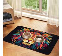 WZYCWB 40x60cm Mighty Lion Patterned pet placemat Food mat - for cat and Dog Food Bowl mats, Foldable and Easy to Store