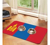 WZYCWB 40x60cm Mongolian Flag Printed Pet Absorbent Placemats - Non-Slip Food Mats for Dogs and Cats Food Bowls and Water Placemats