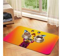 WZYCWB 40x60cm Neon Giraffe Head Patterned pet placemat Food mat - for cat and Dog Food Bowl mats, Foldable and Easy to Store