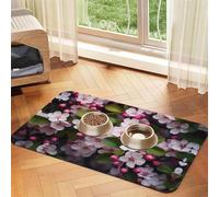 WZYCWB 40x60cm Nice Plum Blossoms Patterned pet placemat Food mat - for cat and Dog Food Bowl mats, Foldable and Easy to Store