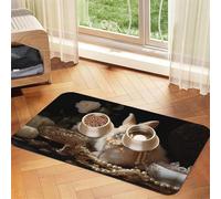 WZYCWB 40x60cm Nice Rabbit Patterned pet placemat Food mat - for cat and Dog Food Bowl mats, Foldable and Easy to Store