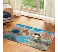 WZYCWB 40x60cm Oasis in The Desert Printed Pet Absorbent Placemats - Non-Slip Food Mats for Dogs and Cats Food Bowls and Water Placemats