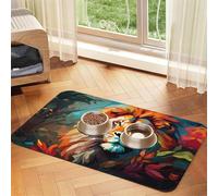 WZYCWB 40x60cm Oil Painting of a Lion Patterned pet placemat Food mat - for cat and Dog Food Bowl mats, Foldable and Easy to Store