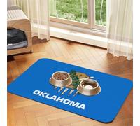WZYCWB 40x60cm Oklahoma State Flag Printed Pet Absorbent Placemats - Non-Slip Food Mats for Dogs and Cats Food Bowls and Water Placemats