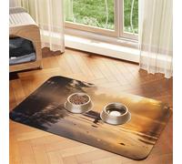 WZYCWB 40x60cm Pair of Mallard Ducks Floating Patterned pet placemat Food mat - for cat and Dog Food Bowl mats, Foldable and Easy to Store