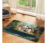 WZYCWB 40x60cm Panda in The Pool Patterned pet placemat Food mat - for cat and Dog Food Bowl mats, Foldable and Easy to Store