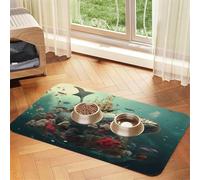 WZYCWB 40x60cm Parade of Whales Patterned pet placemat Food mat - for cat and Dog Food Bowl mats, Foldable and Easy to Store