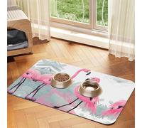 WZYCWB 40x60cm Pink Flamingo Patterned pet placemat Food mat - for cat and Dog Food Bowl mats, Foldable and Easy to Store