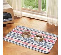 WZYCWB 40x60cm Plain Geometric Floral Pattern Patterned pet placemat Food mat - for cat and Dog Food Bowl mats, Foldable and Easy to Store