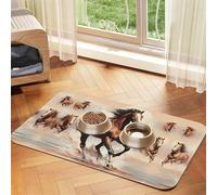 WZYCWB 40x60cm Prancing Brown Horse Patterned pet placemat Food mat - for cat and Dog Food Bowl mats, Foldable and Easy to Store