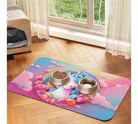 WZYCWB 40x60cm Rainbow Unicorn Patterned pet placemat Food mat - for cat and Dog Food Bowl mats, Foldable and Easy to Store