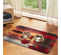WZYCWB 40x60cm red Roses at Sunset Printed Pet Absorbent Placemats - Non-Slip Food Mats for Dogs and Cats Food Bowls and Water Placemats