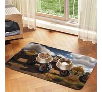 WZYCWB 40x60cm Red Tractor Patterned pet placemat Food mat - for cat and Dog Food Bowl mats, Foldable and Easy to Store