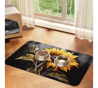 WZYCWB 40x60cm Sunflower Illustration Printed Pet Absorbent Placemats - Non-Slip Food Mats for Dogs and Cats Food Bowls and Water Placemats