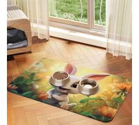 WZYCWB 40x60cm Surprise Bunny Printed Pet Absorbent Placemats - Non-Slip Food Mats for Dogs and Cats Food Bowls and Water Placemats