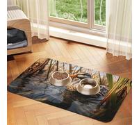 WZYCWB 40x60cm Swimming Mallard Ducks Printed Pet Absorbent Placemats - Non-Slip Food Mats for Dogs and Cats Food Bowls and Water Placemats