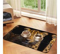 WZYCWB 40x60cm The deep-Eyed Leopard Patterned pet placemat Food mat - for cat and Dog Food Bowl mats, Foldable and Easy to Store