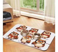 WZYCWB 40x60cm The Learned Owl Printed Pet Absorbent Placemats - Non-Slip Food Mats for Dogs and Cats Food Bowls and Water Placemats